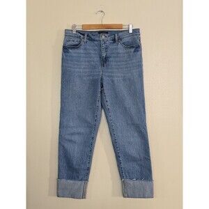 Banana Republic Slouch Cuffed Jeans Womens Size 30/10 Medium Blue Wash Denim